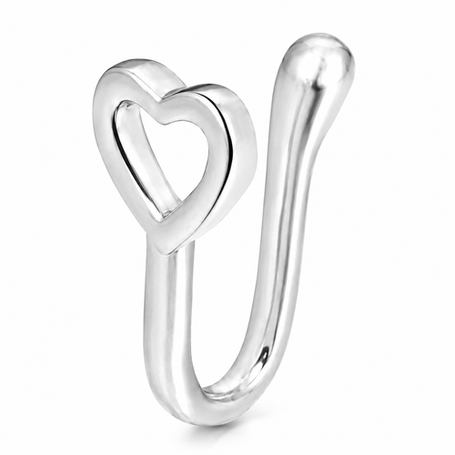 Faux piercing nez cœur ajouré argenté sans piercing