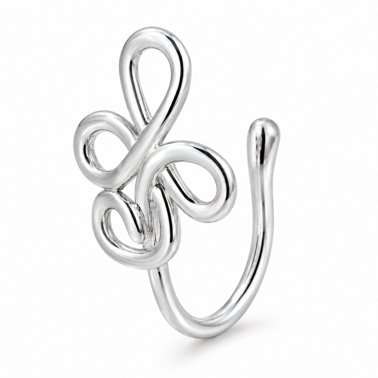 Faux piercing nez arabesque entrelacée argenté sans piercing