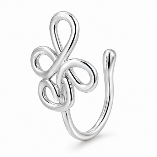 Faux piercing nez arabesque entrelacée argenté sans piercing