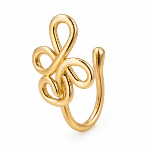 Faux piercing nez arabesque entrelacée doré sans piercing