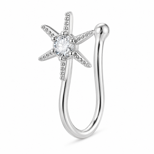 Faux piercing nez étoile à strass argenté sans piercing