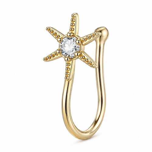 Faux piercing nez étoile à strass doré sans piercing