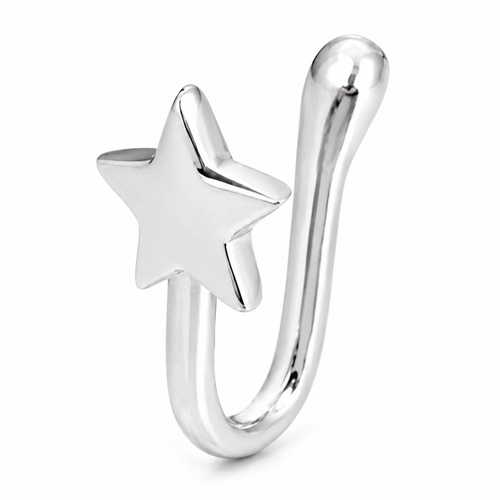 Faux piercing nez étoile lisse argenté sans piercing
