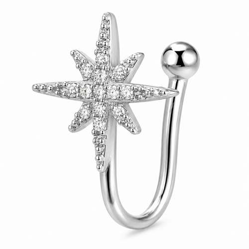 Faux piercing nez étoile à strass argenté sans piercing