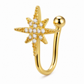 Faux piercing nez étoile à strass doré sans piercing