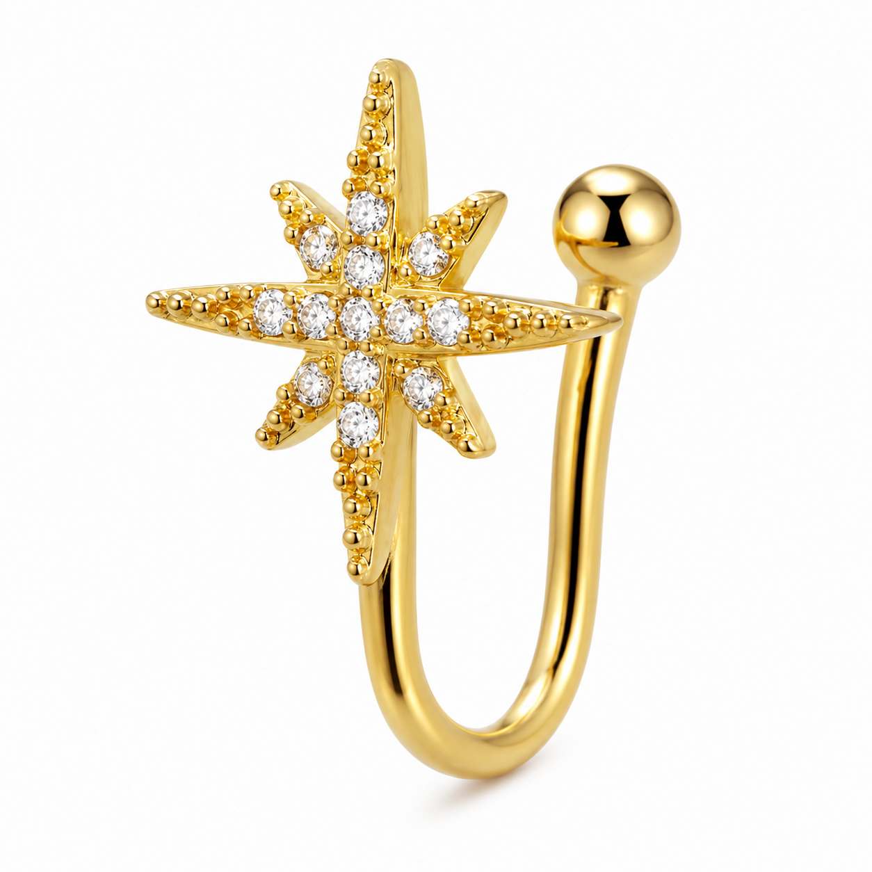 Faux piercing nez étoile à strass doré sans piercing