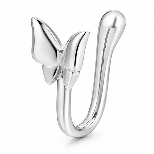 Faux piercing nez papillon minimaliste argenté sans piercing