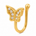 Faux piercing nez papillon pavé de strass doré sans piercing