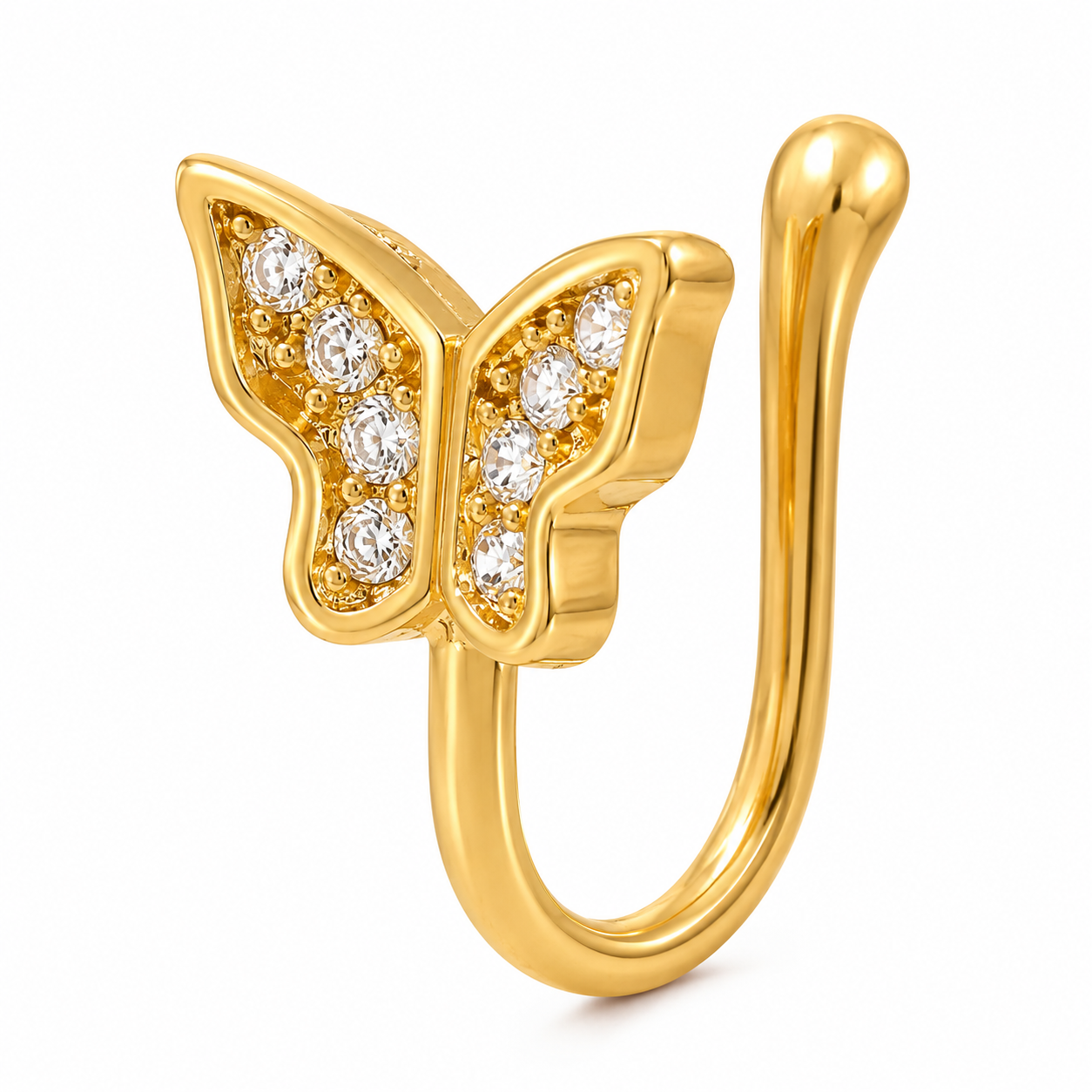 Faux piercing nez papillon pavé de strass doré sans piercing