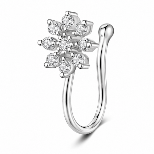 Faux piercing nez grappe de strass argenté sans piercing