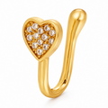 Faux piercing nez cœur pavé de strass doré sans piercing