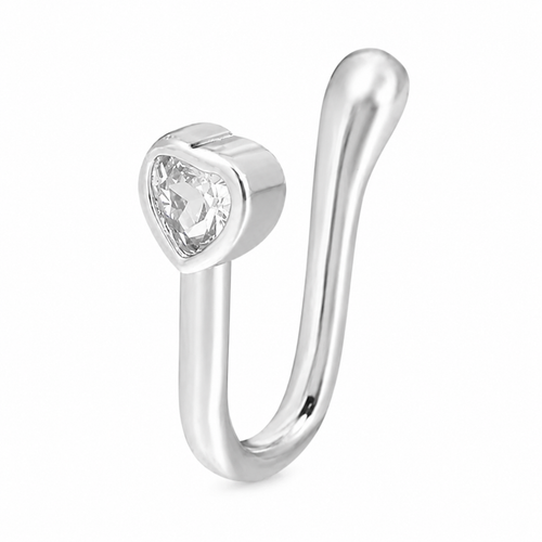 Faux piercing nez cœur à strass argenté sans piercing