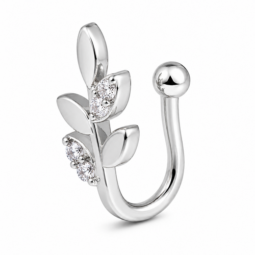 Faux piercing nez branche à strass argenté sans piercing