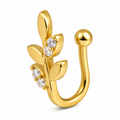 Faux piercing nez branche à strass doré sans piercing