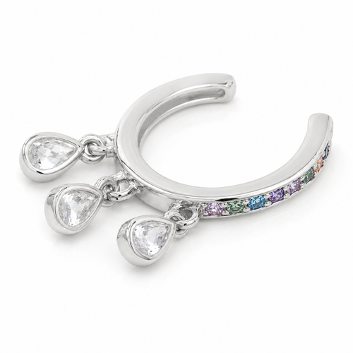 Ear cuff 3 gouttes pendantes argenté sans piercing