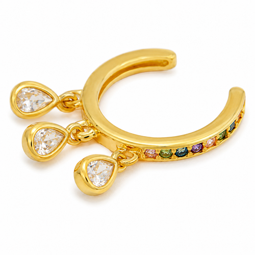 Ear cuff 3 gouttes pendantes doré sans piercing