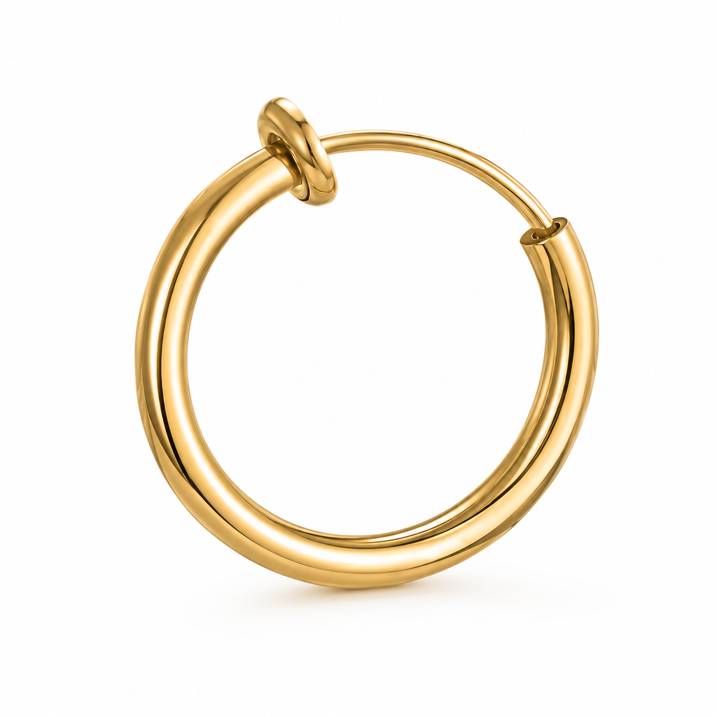 Ear cuff anneau minimaliste doré, petite créole lisse en tube fin
