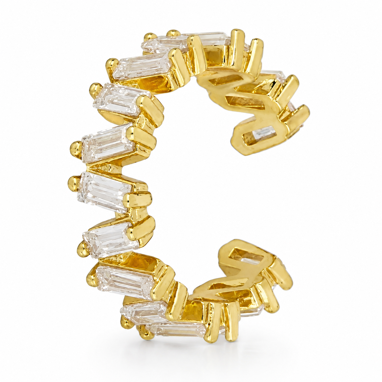 Ear cuff baguettes cristallines sans piercing