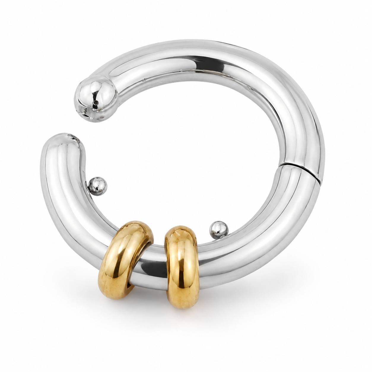 Ear cuff bicolore double anneau rouge sans piercing
