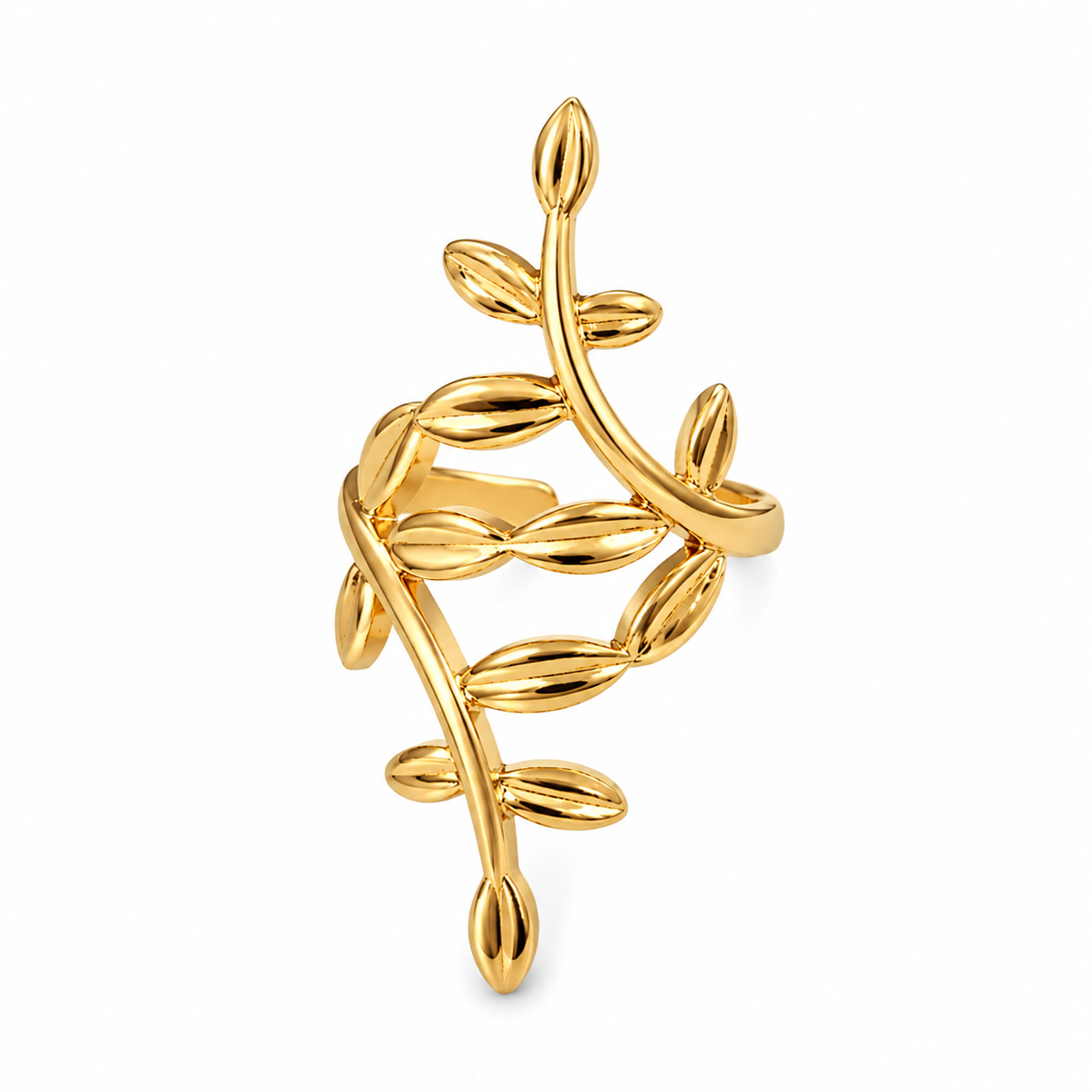 Ear cuff branche feuilles doré sans piercing