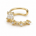 Ear cuff cascade cristalline doré sans piercing