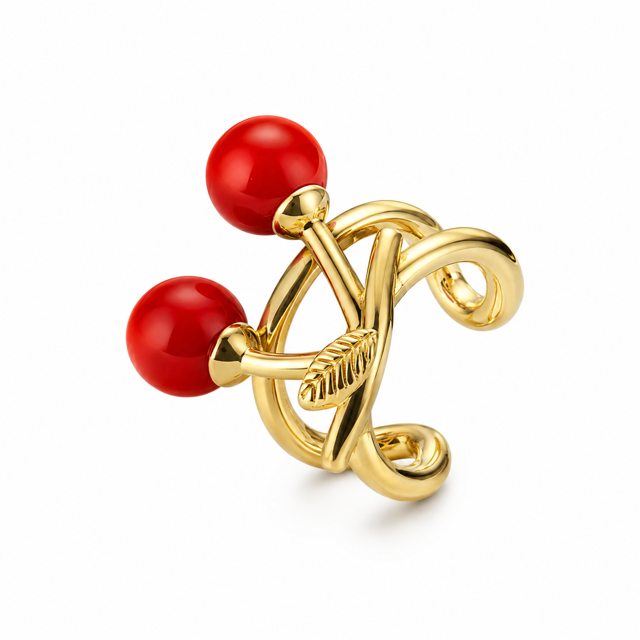 Ear cuff cerises pendantes sans piercing