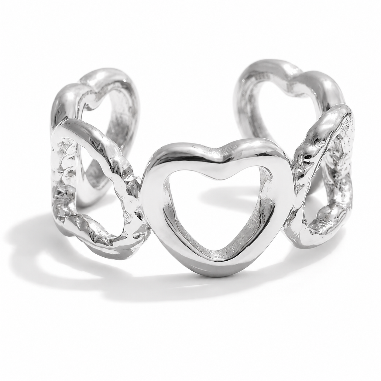 Ear cuff cœur pavé chainé argenté sans piercing