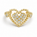 Ear cuff cœur perlé pavé doré sans piercing