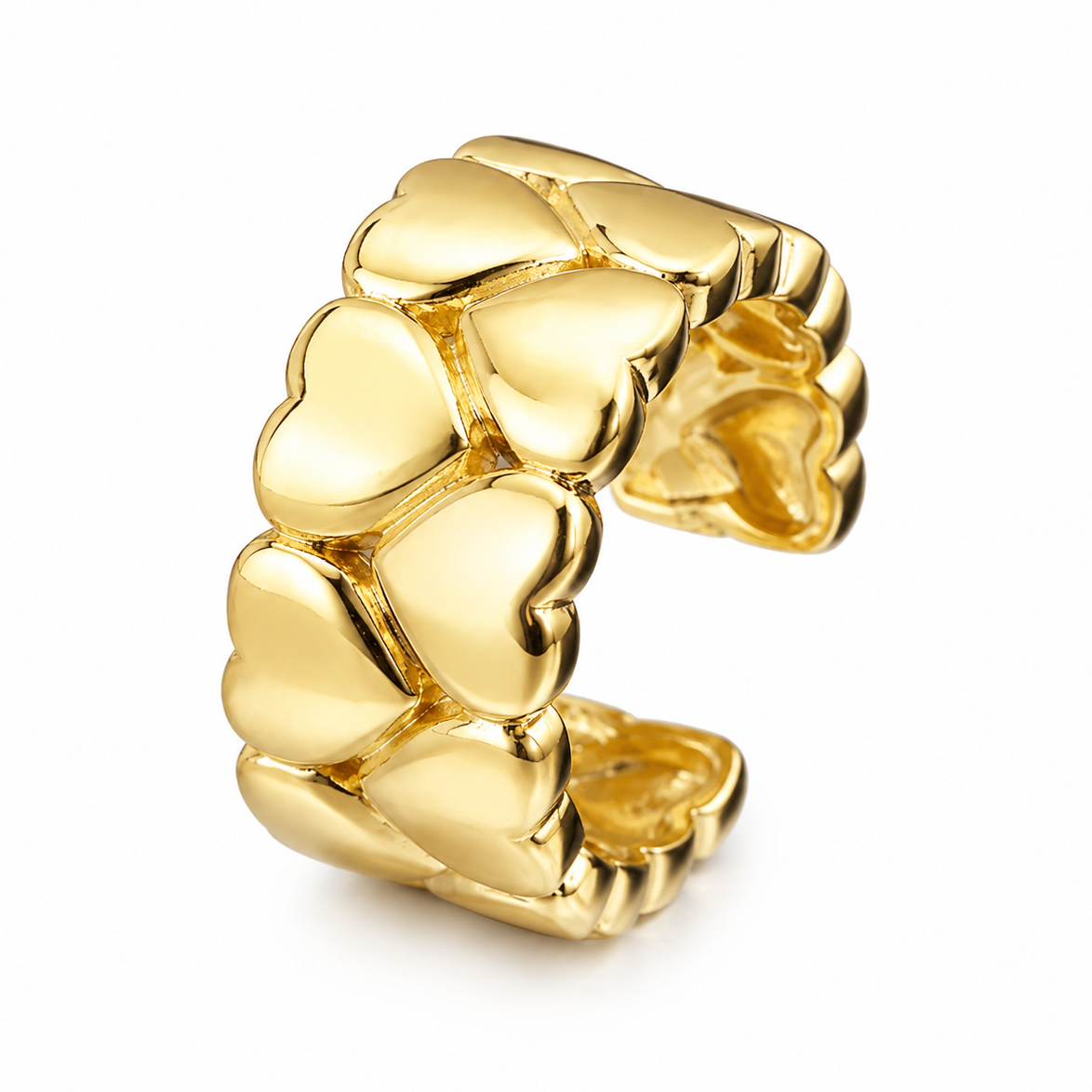 Ear cuff cœurs texturés sans piercing