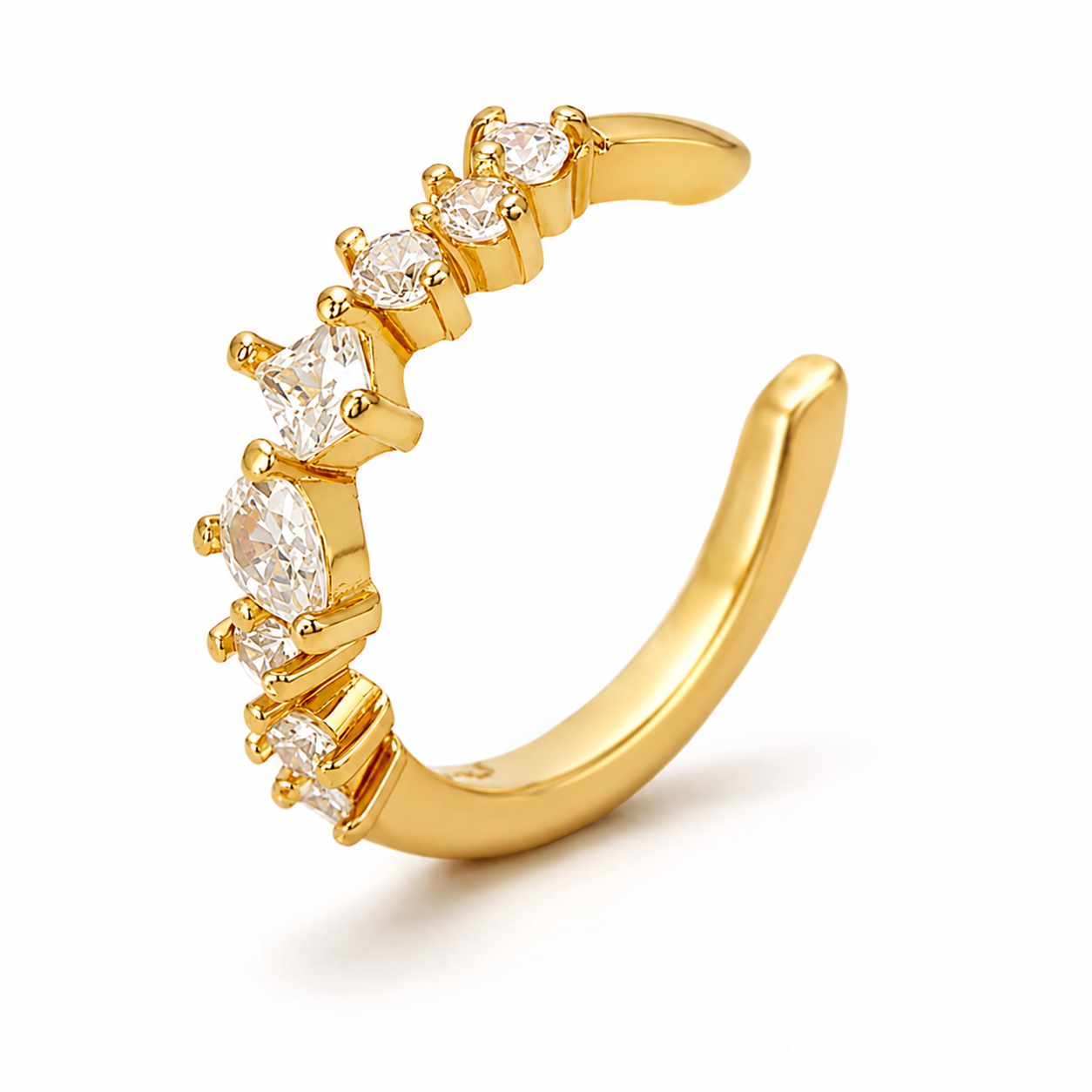 Ear cuff cristaux alternés doré sans piercing