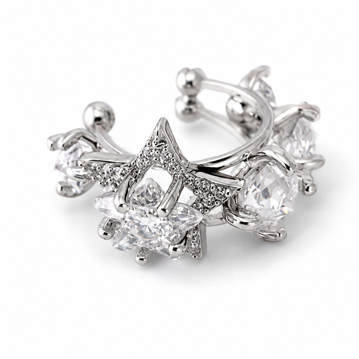 Ear cuff cristaux assortis sans piercing