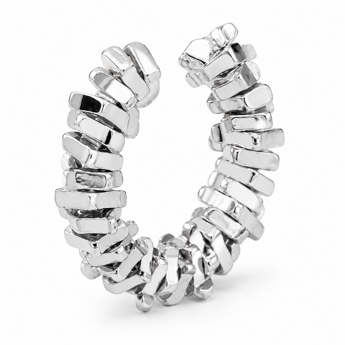 Ear cuff cristaux bruts argenté, facettes irrégulières