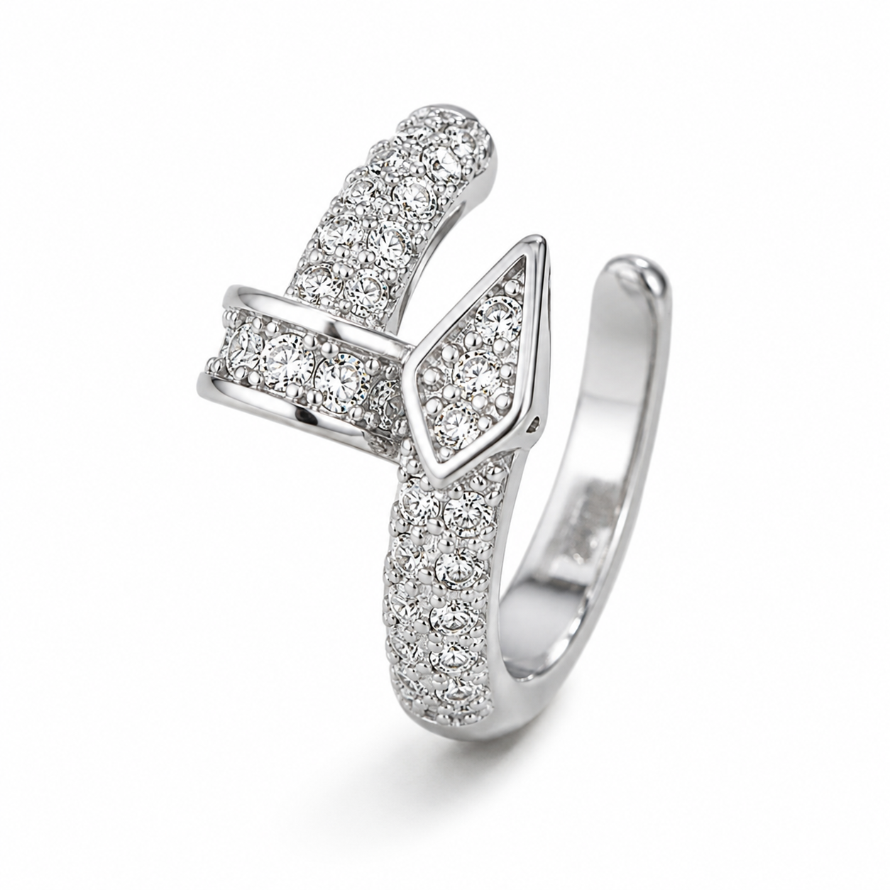 Ear cuff croisé géométrique argenté sans piercing