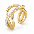 Ear cuff croisé pavé design doré sans piercing