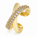 Ear cuff croisé pavé doré sans piercing