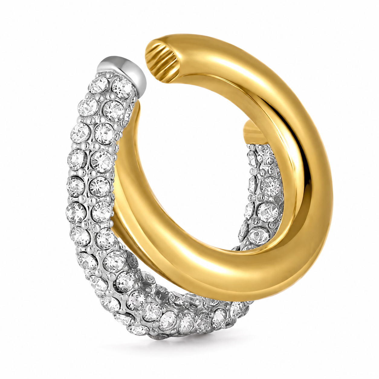 Ear cuff croisé pavé texturé sans piercing