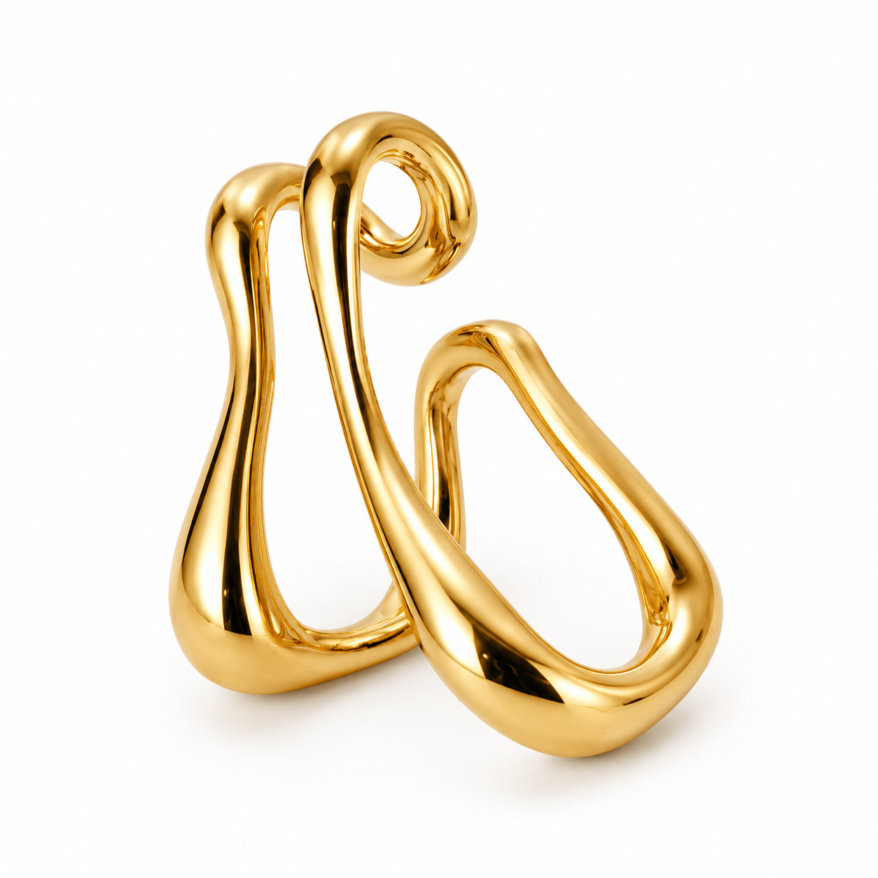 Ear cuff design organique doré sans piercing