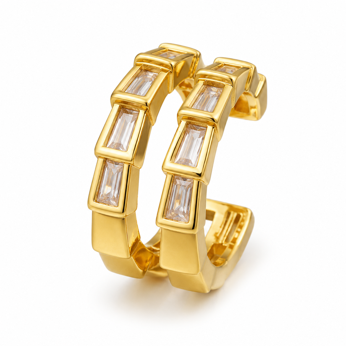 Ear cuff double baguette géométrique sans piercing