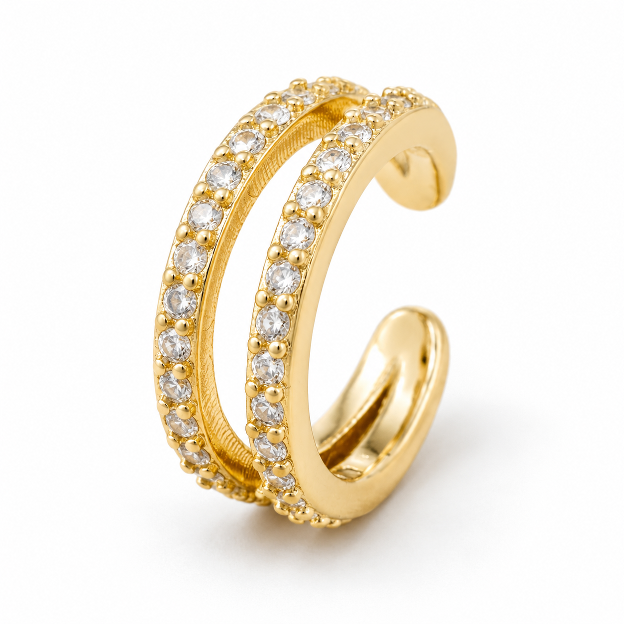 Ear cuff double minimaliste doré sans piercing