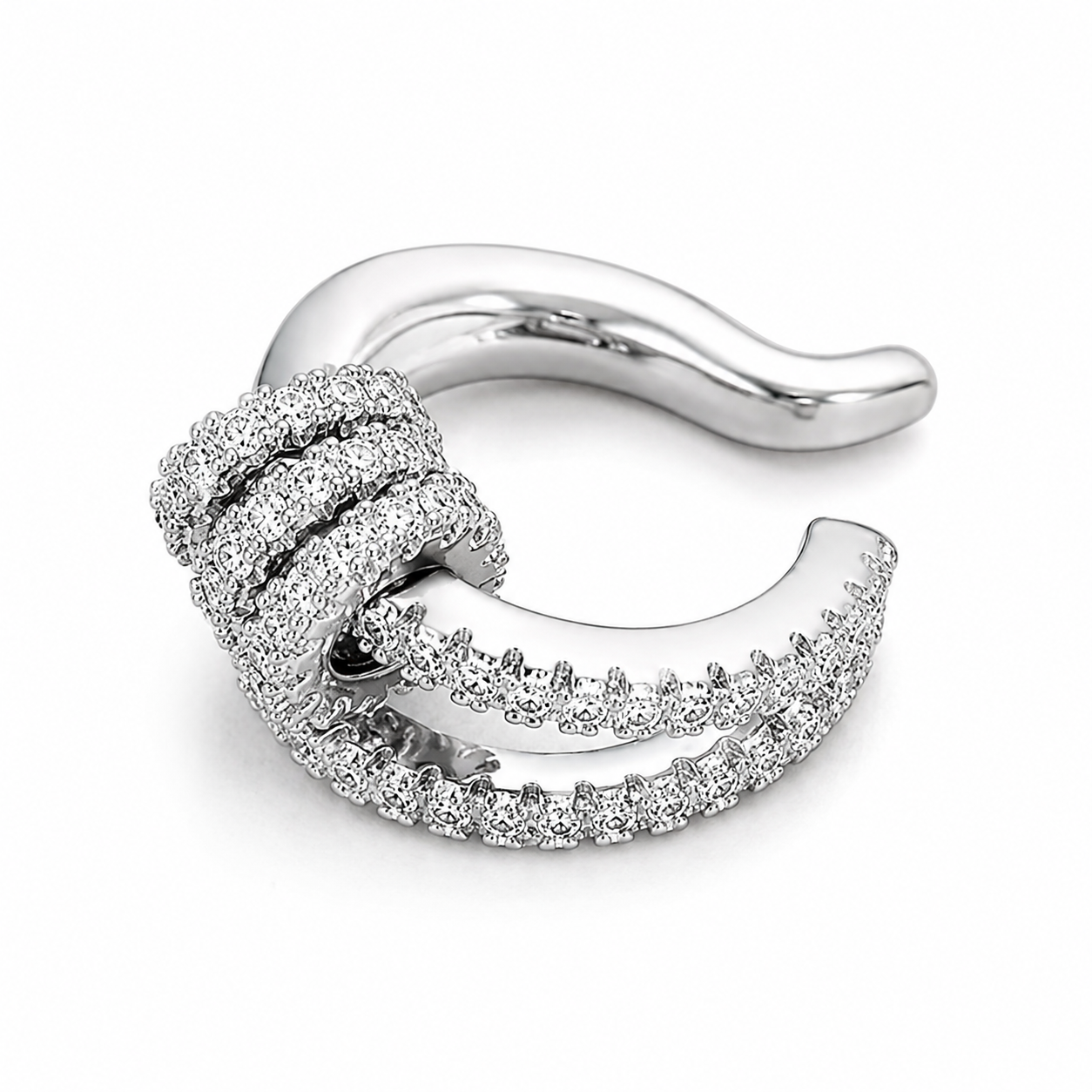 Ear cuff double pavé croisé sans piercing