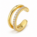 Ear cuff double pavé doré sans piercing
