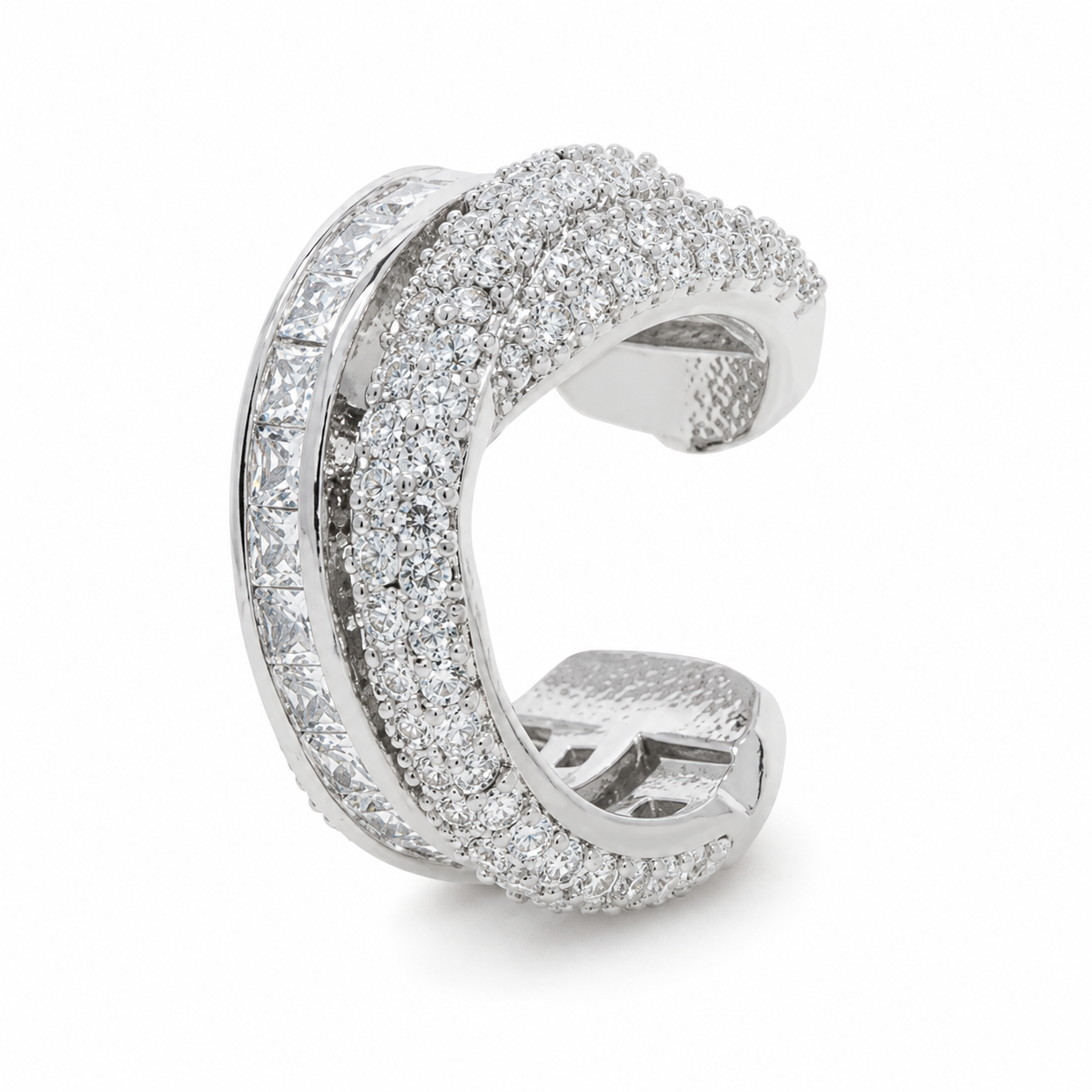 Ear cuff double pavé ligne centrale sans piercing