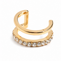 Ear cuff double rangée brillante doré sans piercing