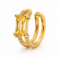 Ear cuff double rectangle pavé doré sans piercing