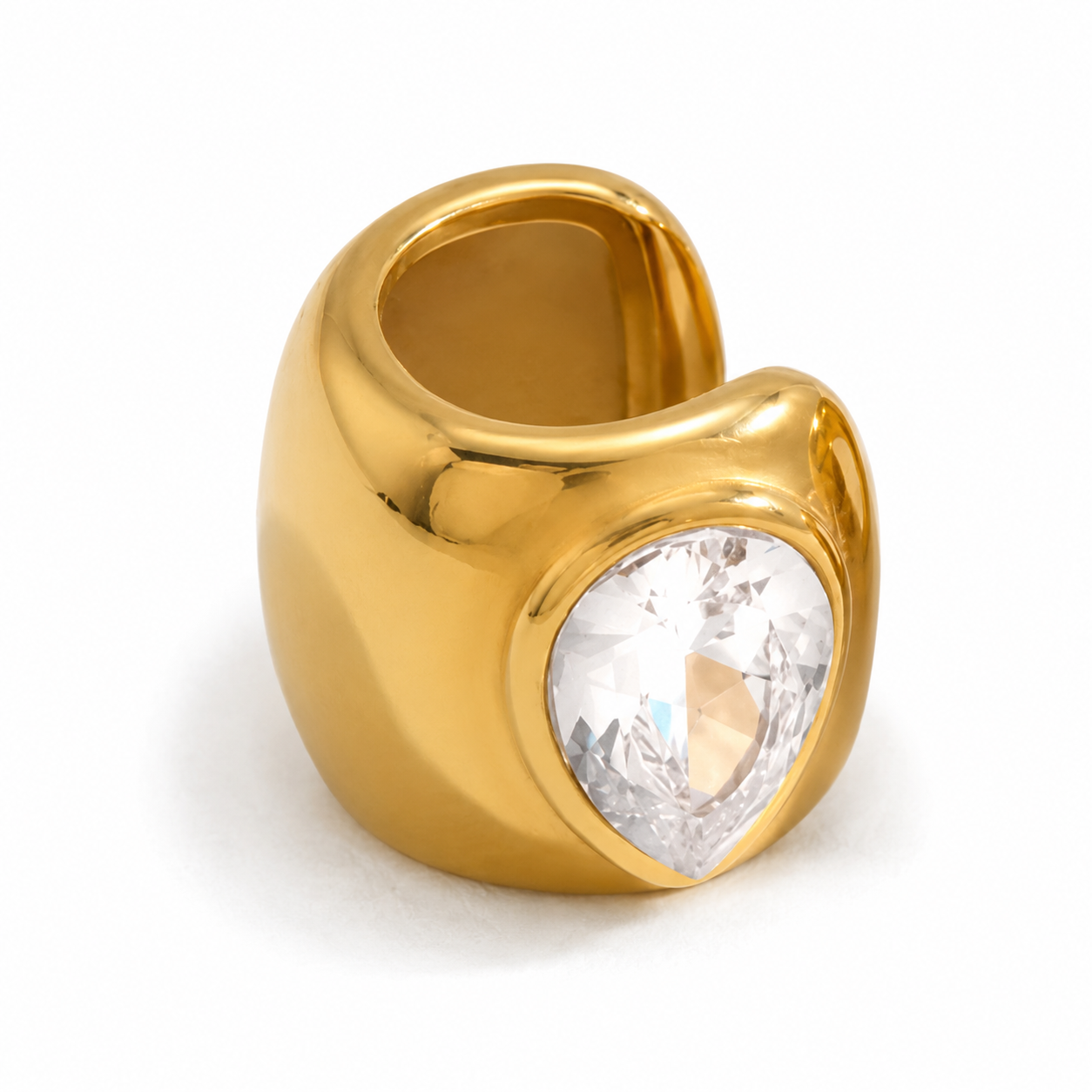 Ear cuff épais solitaire rond sans piercing