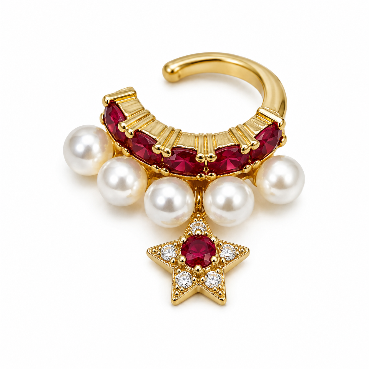 Ear cuff étoile perlée doré sans piercing