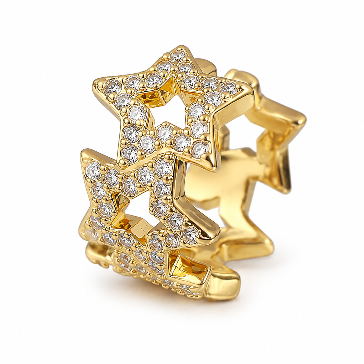 Ear cuff étoiles pavées ajourées sans piercing
