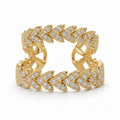 Ear cuff feuille pavée doré sans piercing
