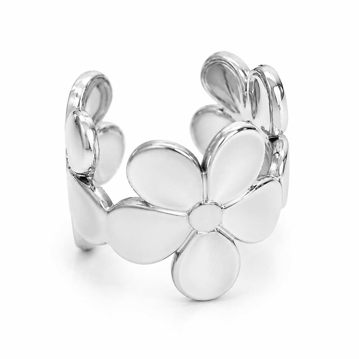 Ear cuff fleur argenté sans piercing