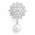 Ear cuff fleur cristalline perle pendante sans piercing